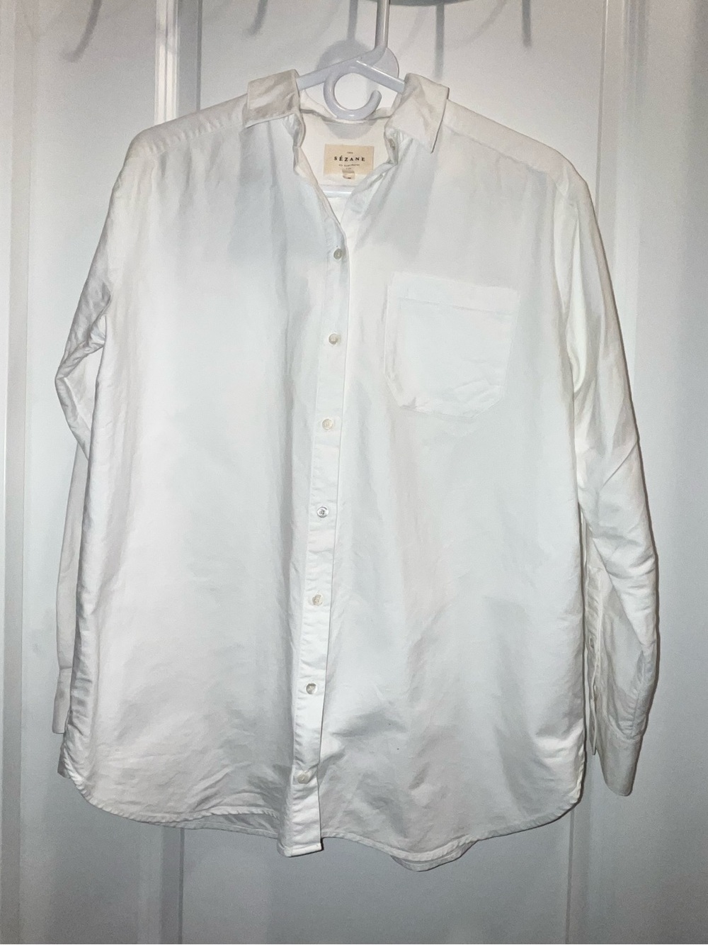 Sezane White 100% Cotton Button-Down Shirt